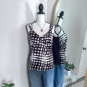 Ann Taylor Petite Brown & White Dotted Satin Cami